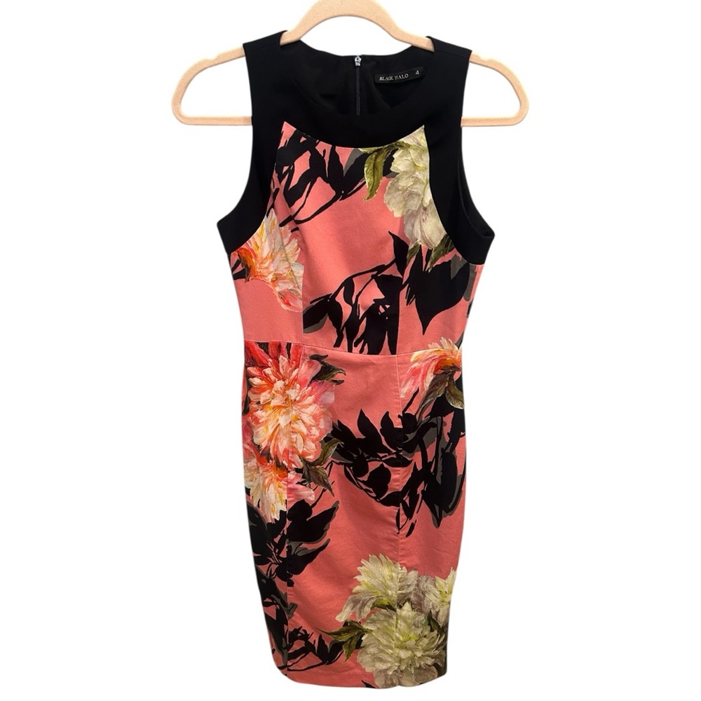 Black Halo Floral Sheath Dress Size 4 Pink Black GUC AC 0988